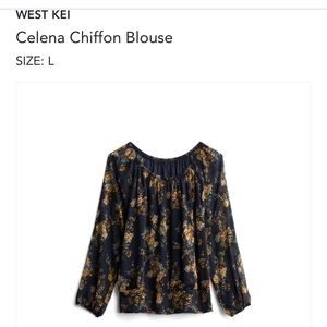 West Kei Celina Chiffon Blouse Navy, NWT size large
